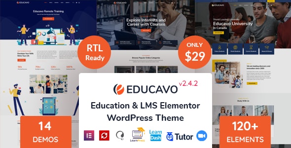 Educavo v2.7.6 - 在线课程和教育WordPress主题