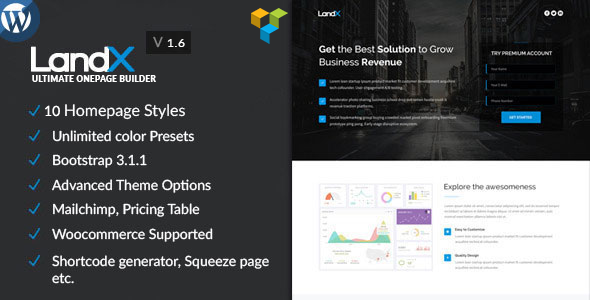 LandX v1.7.8 - 多功能WordPress程序页面