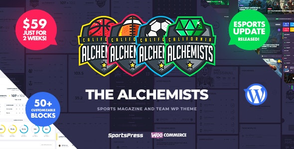 Alchemists v4.4.6 - 体育、电子竞技和游戏俱乐部和新闻WordPress主题